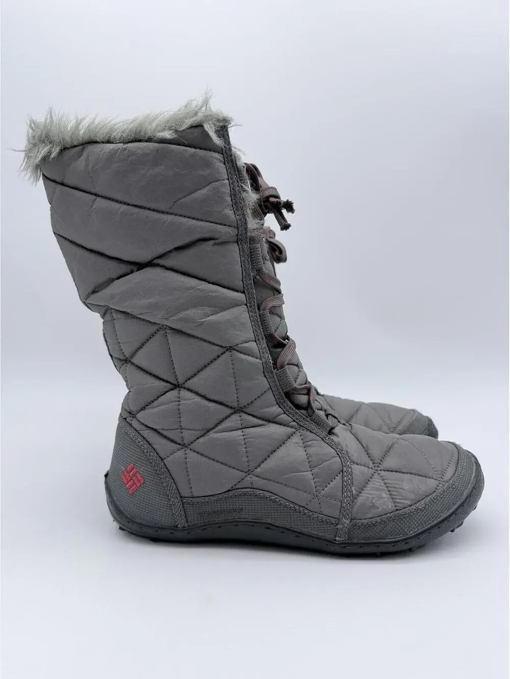Columbia Minx Mid II‎ Omni-Heat Womens 9 Gray Faux Fur Winter Boots YL5164-051